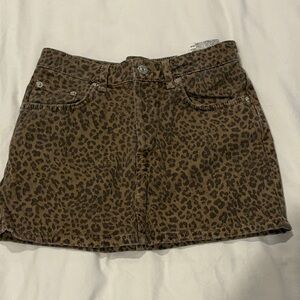 Denim Zara Leopard Print Mini Skirt